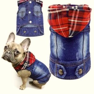 XS Denim/Plaid jacket.  Button design, easy to put on and take off.